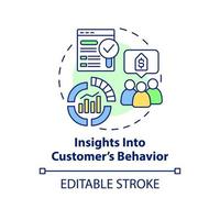 Insights into customer behavior concept icon. Dynamic pricing benefit abstract idea thin line illustration. Isolated outline drawing. Editable stroke. Roboto-Medium, Myriad Pro-Bold fonts used vector