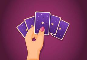 Hand holding card symbol for magician or playing card game cartoon illustration vector