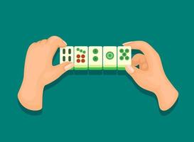 vector de ilustración de dibujos animados de símbolo de mahjong de mano