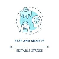 Fear and anxiety blue concept icon. Hate speech effect abstract idea thin line illustration. Post-traumatic stress. Feeling nervous and tense. Vector isolated outline color drawing. Editable stroke