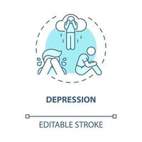 Depression blue concept icon. Hate speech effect abstract idea thin line illustration. Persistent sadness feeling. Mood disorder. Vector isolated outline color drawing. Editable stroke