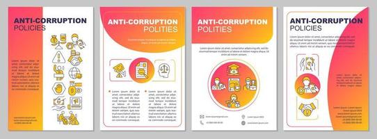 plantilla de folleto de actividades anticorrupción. control de fraude folleto, folleto, impresión de folleto, diseño de portada con iconos lineales. diseños vectoriales para presentaciones, informes anuales, páginas de publicidad vector