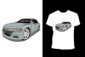 diseño de camiseta de ilustración de coche moderno vector