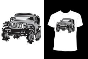diseño de camiseta de ilustración de coche jeep gris