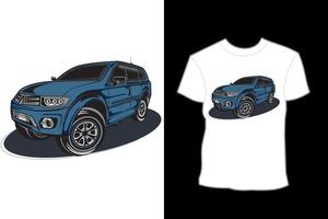 diseño de camiseta de ilustración de coche moderno todoterreno vector
