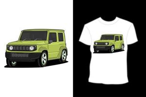 diseño de camiseta de ilustración de coche moderno suzuki verde vector