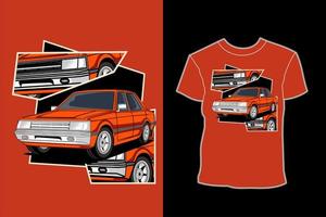 diseño de camiseta de ilustración de coche sedán retro vintage vector