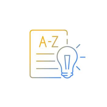 Language Arts gradient linear vector icon. Reading, writing, listening, speaking, discussion skills development. Thin line color symbol. Modern style pictogram. Vector isolated outline drawing