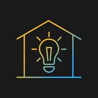 Lighting gradient vector icon for dark theme. Minimum illumination standards. Electricity supply. Provide natural light. Thin line color symbol. Modern style pictogram. Vector isolated outline drawing