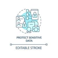 Protect sensitive data blue concept icon. Ensure safety of work information. Employee monitoring abstract idea thin line illustration. Vector isolated outline color drawing. Editable stroke