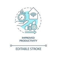 Improved productivity blue concept icon. Home automation advantages abstract idea thin line illustration. Isolated outline drawing. Editable stroke. Roboto-Medium, Myriad Pro-Bold fonts used vector