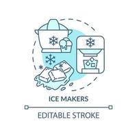 Ice makers blue concept icon. Home automated device. Daily automation abstract idea thin line illustration. Isolated outline drawing. Editable stroke. Roboto-Medium, Myriad Pro-Bold fonts used vector