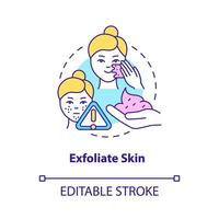 Exfoliate skin concept icon. Beauty procedure. Skincare routine tip abstract idea thin line illustration. Isolated outline drawing. Editable stroke. Roboto-Medium, Myriad Pro-Bold fonts used vector