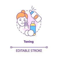 Toning concept icon. Everyday procedure. Skincare routine step abstract idea thin line illustration. Isolated outline drawing. Editable stroke. Roboto-Medium, Myriad Pro-Bold fonts used vector