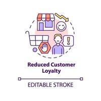Reduced customer loyalty concept icon. Dynamic pricing weakness abstract idea thin line illustration. Isolated outline drawing. Editable stroke. Roboto-Medium, Myriad Pro-Bold fonts used vector