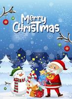Merry Christmas poster design with Santa Claus cartoon character vector