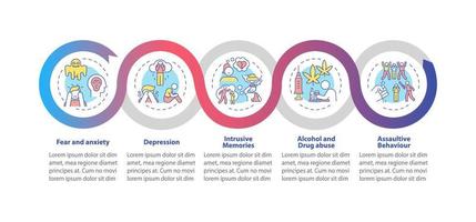 Consecuencias de la plantilla infográfica vectorial de discurso de odio. elementos de diseño de esquema de presentación de depresión. visualización de datos con 5 pasos. gráfico de información de la línea de tiempo del proceso. diseño de flujo de trabajo con iconos de línea vector