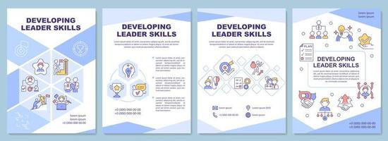 Developing leader skills brochure template. Professional growth. Flyer, booklet, leaflet print, cover design with linear icons. Vector layouts for presentation, annual reports, advertisement pages