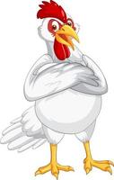 White chicken cartoon character vector