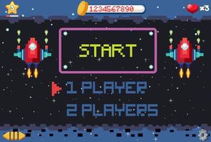 Pixel game interface with start button vector