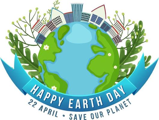 Happy Earth Day On 22 April Banner Design