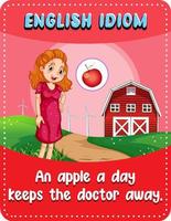 English idiom with an apple a day keeps the doctor away vector