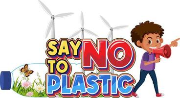 Say no to plastic typography design vector