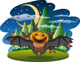 An isolated scene with halloween bats in catoon style vector