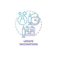 Update vaccinations blue gradient concept icon. Annual checkup abstract idea thin line illustration. Disease prevention. Immunization. Covid vaccine. Vector isolated outline color drawing