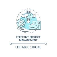 Effective project management blue concept icon. Organizing productive teamwork. Employee monitoring abstract idea thin line illustration. Vector isolated outline color drawing. Editable stroke