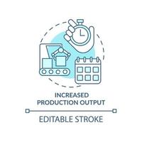 Increased operation output blue concept icon. Industrial automation abstract idea thin line illustration. Isolated outline drawing. Editable stroke. Roboto-Medium, Myriad Pro-Bold fonts used vector