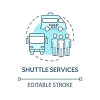 Shuttle services turquoise concept icon. Airport terminal transportation abstract idea thin line illustration. Isolated outline drawing. Editable stroke. Roboto-Medium, Myriad Pro-Bold fonts used vector