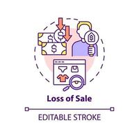 Loss of sale concept icon. Dynamic pricing disadvantage abstract idea thin line illustration. Lost revenues. Isolated outline drawing. Editable stroke. Roboto-Medium, Myriad Pro-Bold fonts used vector