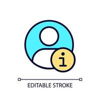 Personal profile pixel perfect RGB color icon. Client id and account. Purchases history. Online shopping. Isolated vector illustration. Simple filled line drawing. Editable stroke. Arial font used