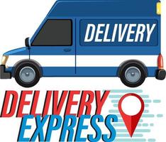 Delivery Express wordmark with panel van vector
