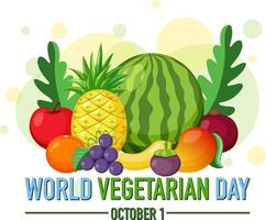 World Vegetarian Day logo with vegetable and fruit vector