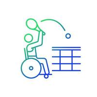 Wheelchair tennis gradient linear vector icon. Competitive team sport. Adaptive tennis. Athletes with disability. Thin line color symbol. Modern style pictogram. Vector isolated outline drawing