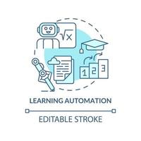 Learning automation blue concept icon. Education technology and innovation abstract idea thin line illustration. Isolated outline drawing. Editable stroke. Roboto-Medium, Myriad Pro-Bold fonts used vector