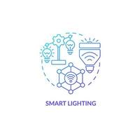 Smart lighting blue gradient concept icon. Smart home device abstract idea thin line illustration. Turning on lights remotely. Automation in house. Isolated outline drawing. Myriad Pro-Bold font used vector