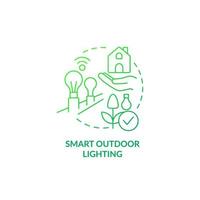 Smart outdoor lighting green gradient concept icon. Gardening innovation abstract idea thin line illustration. Saving money on power. Isolated outline drawing. Myriad Pro-Bold font used vector