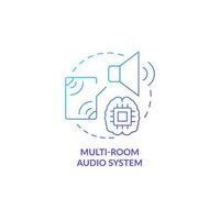 Multi-room audio system blue gradient concept icon. Listening to music at home abstract idea thin line illustration. Multichannel amplifier. Isolated outline drawing. Myriad Pro-Bold font used vector