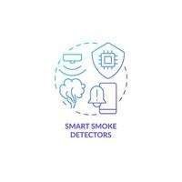 Smart smoke detectors blue gradient concept icon. Home automation product abstract idea thin line illustration. Carbon monoxide sensor. Isolated outline drawing. Myriad Pro-Bold font used vector