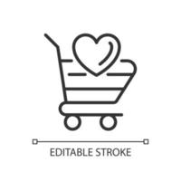 Wish list pixel perfect linear icon. Products customers planning to buy. Online shopping. Thin line illustration. Contour symbol. Vector outline drawing. Editable stroke. Arial font used