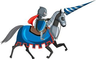 Medieval knight on horseback on white background vector