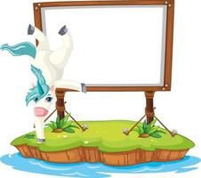 Dancing unicorn with empty board vector