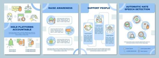 Hold platforms accountable brochure template. Raise awareness. Flyer, booklet, leaflet print, cover design with linear icons. Vector layouts for presentation, annual reports, advertisement pages