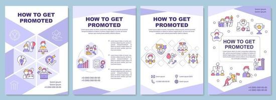 How to get promoted brochure template. Career advancement. Flyer, booklet, leaflet print, cover design with linear icons. Vector layouts for presentation, annual reports, advertisement pages