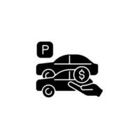 Free parking spots black glyph icon. Provide parking for employees. Reward for workers. Access to company-paid spaces for vehicles. Silhouette symbol on white space. Vector isolated illustration