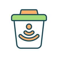 Smart trashcan RGB color icon. Garbage bin with waste monitoring system. Isolated vector illustration. Modern solutions of environmental problems around world. Simple filled line drawing
