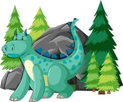 Green dragon by the big cave vector